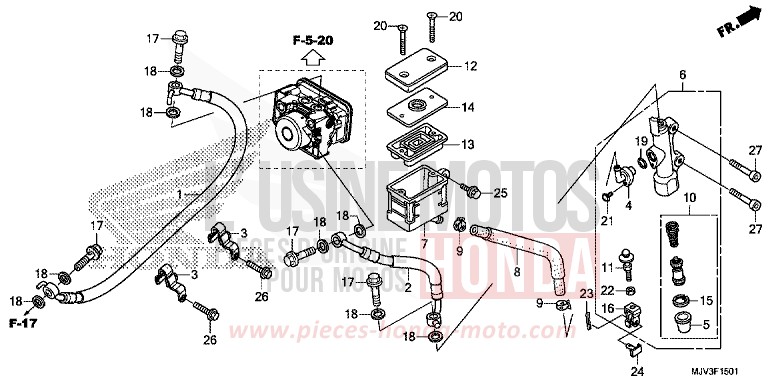 REAR BRAKE MASTER CYLINDER (ABS) de CBR500R MILLENNIUM RED (R263) 2015