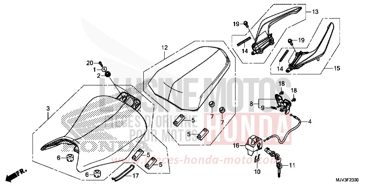 SIEGE/POIGNEE ARRIERE de CBR500R MILLENNIUM RED (R263) 2015