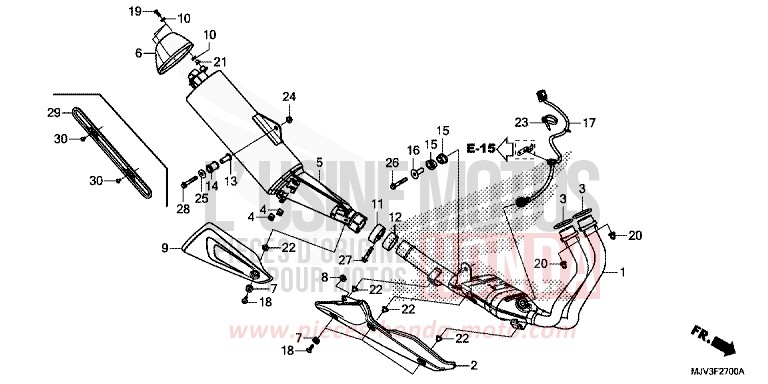 SILENCIEUX D'ECHAPPEMENT de CBR500R MILLENNIUM RED (R263) 2015