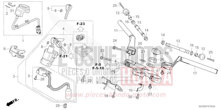 TUYAU DE GUIDON/PONT SUPERIEUR de CBR500R GRAPHITE BLACK (NHB01) 2016