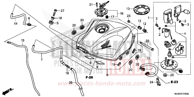 RESERVOIR A CARBURANT/POMPE A CARBURANT de CBR500R MILLENNIUM RED (R263) de 2016