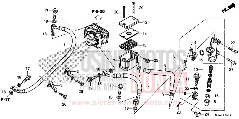 REAR BRAKE MASTER CYLINDER (CBR500RA) de CBR500R PEARL METALLOID WHITE (NHA96) 2016