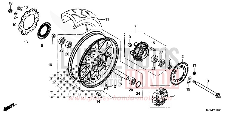 ROUE ARRIERE de CBR500R PEARL METALLOID WHITE (NHA96) de 2016