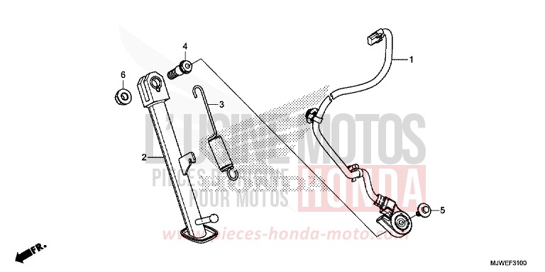 BEQUILLE LATERALE de CBR500R PEARL METALLOID WHITE (NHA96) 2016