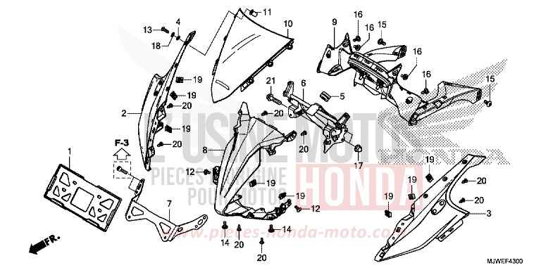 PANNEAU SUPERIEUR de CBR500R PEARL METALLOID WHITE (NHA96) 2016