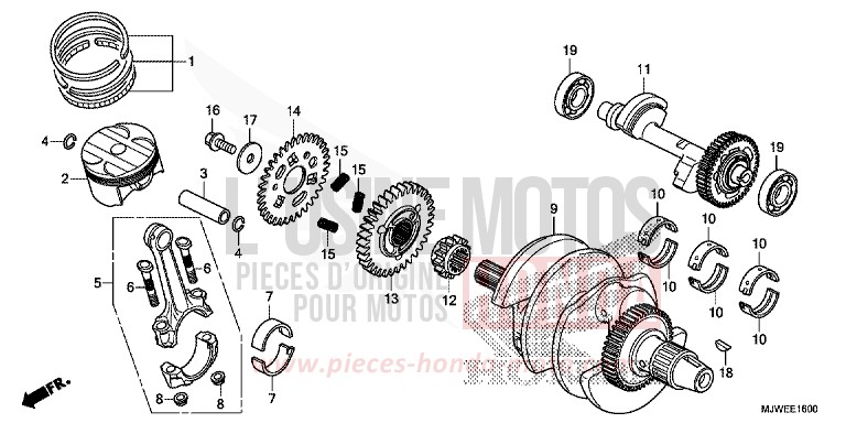 VILEBREQUIN/PISTON de CBR500R ROSS WHITE (NH196) 2016
