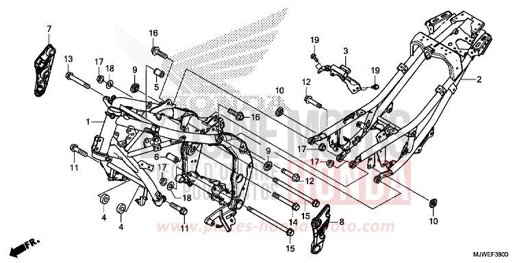 CARROSSERIE DE CHASSIS de CBR500R ROSS WHITE (NH196) 2016