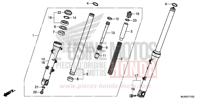 FOURCHETTE AVANT de CBR500R MAT GUNPOWDER BLACK METALLIC (NH436) 2016