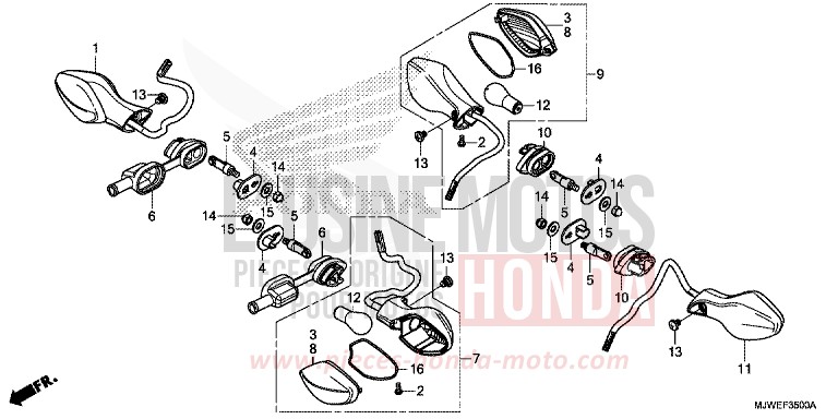 CLIGNOTANT de CBR500R MAT GUNPOWDER BLACK METALLIC (NH436) 2016