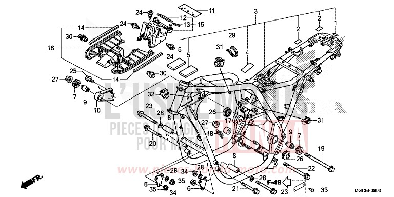 CARROSSERIE DE CHASSIS de CB1100 PEARL SUNBEAM WHITE (NHA66) 2014