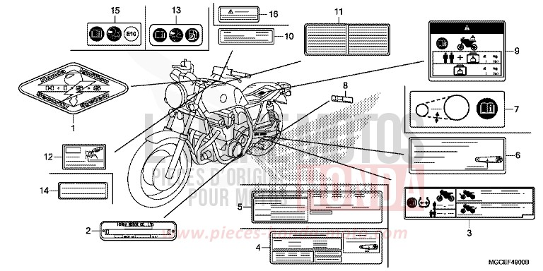 ETIQUETTE DE PRECAUTIONS de CB1100 PEARL SUNBEAM WHITE (NHA66) de 2014