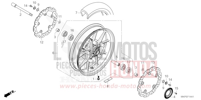 ROUE AVANT (CB500FAN/P) de CB500F MAT AXIS GRAY METALLIC (NH303) 2022