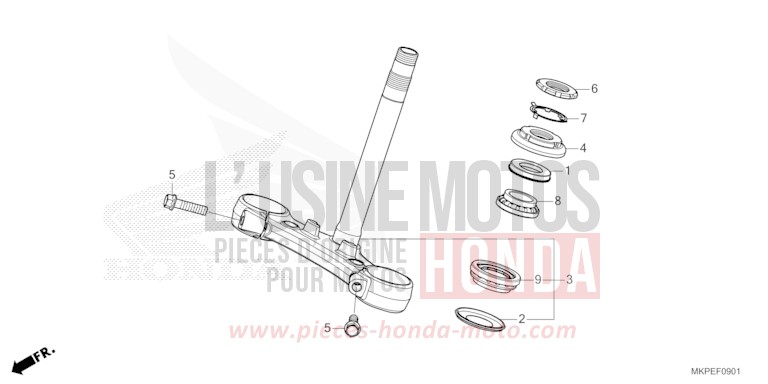 TIGE DE DIRECTION (CB500FAN/P) de CB500F PEARL SMOKY GRAY (NHC53) de 2022