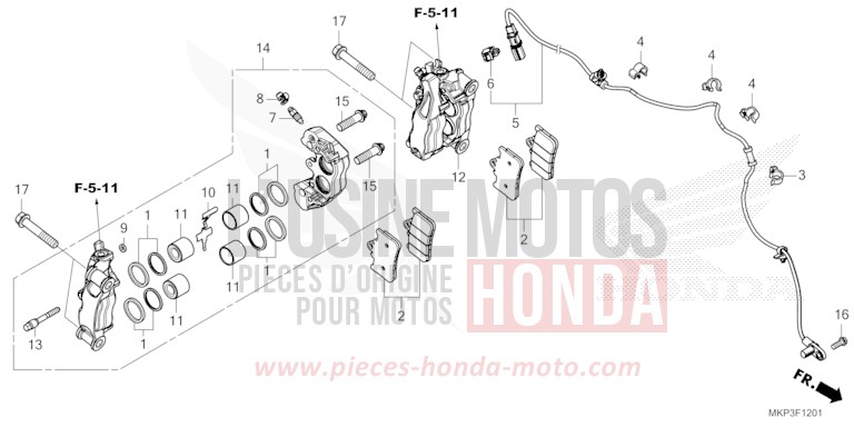 ETRIER DE FREIN AVANT (CBR500RAN/P) de CBR500R GRAND PRIX RED (R380) 2022