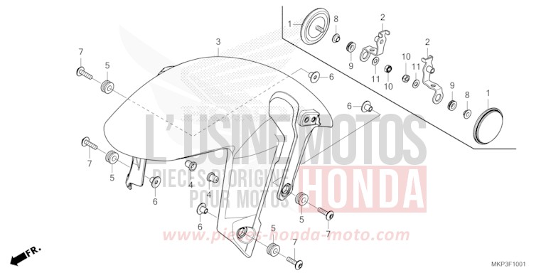 AILE AVANT (CBR500RAN/P) de CBR500R MAT GUNPOWDER BLACK METALLIC (NH436) 2022