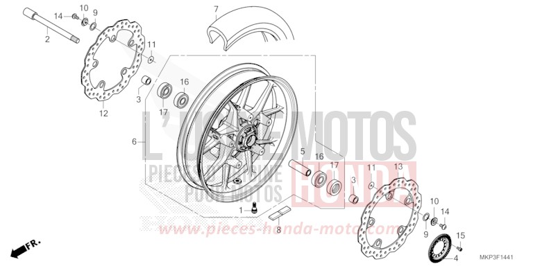 ROUE AVANT (CBR500RAN/P) de CBR500R MAT GUNPOWDER BLACK METALLIC (NH436) 2022