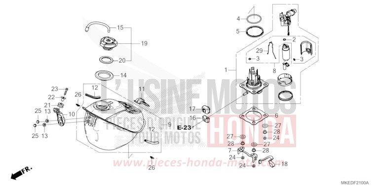 RESERVOIR A CARBURANT (CRF450R/RWE) de CRF450R EXTREME RED (R292) de 2022