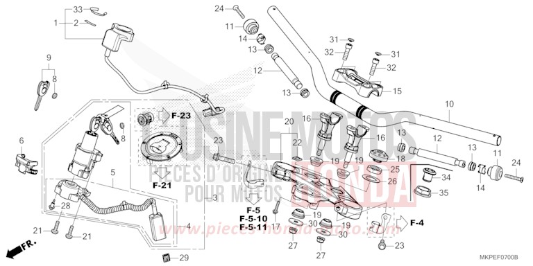 TUYAU DE GUIDON/PONT SUPERIEUR de CB500F GRAND PRIX RED (R380) 2022