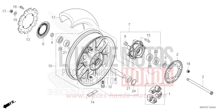ROUE ARRIERE de CB500F GRAND PRIX RED (R380) 2022