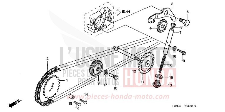 CHAINE A CAMES/TENDEUR de XR50R FIGHTING RED (R134) de 2002