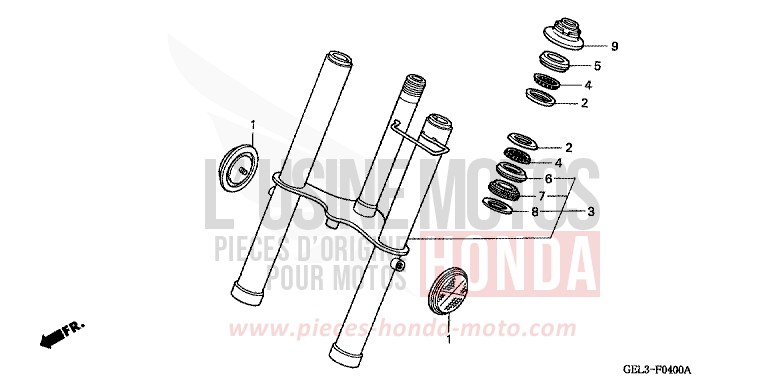 FOURCHETTE AVANT de XR50R FIGHTING RED (R134) de 2002