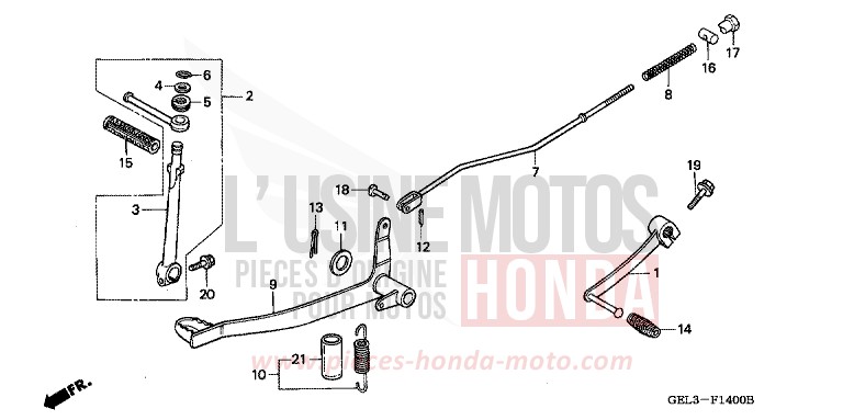 PEDALE DE FREIN/ BIE. DE DEMARREUR DE KICK de XR50R FIGHTING RED (R134) de 2002