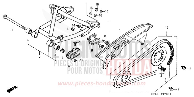 BRAS OSCILLANT de XR50R FIGHTING RED (R134) de 2002