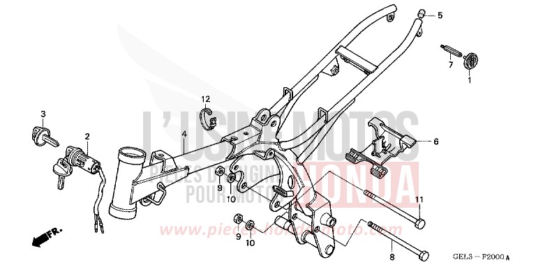CARROSSERIE DE CHASSIS de XR50R FIGHTING RED (R134) de 2002