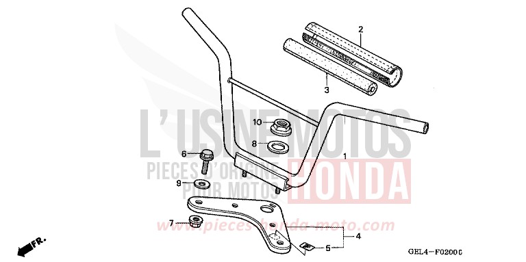 TUYAU DE GUIDON/PONT SUPERIEUR de XR50R FIGHTING RED (R134) de 2003