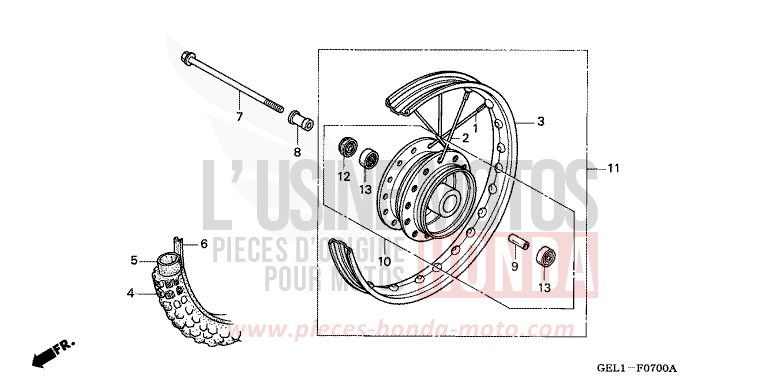 ROUE AVANT de XR50R FIGHTING RED (R134) de 2003