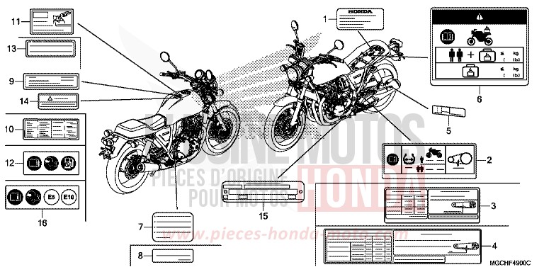 ETIQUETTE DE PRECAUTIONS de CB1100 GRAPHITE BLACK (NHB01) 2017