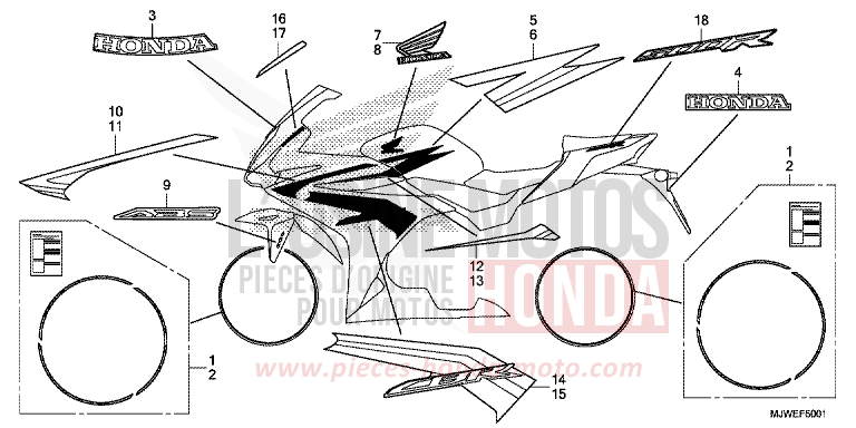 MARQUE (2) de CBR500R MILLENNIUM RED (R263) 2017