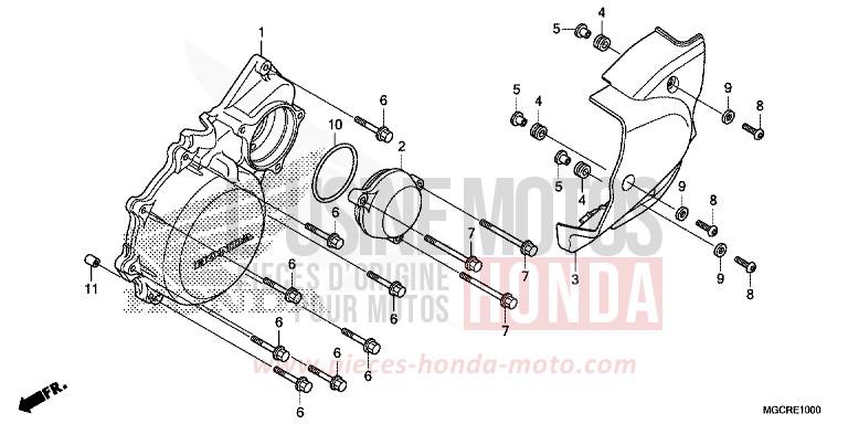 PANNEAU CARTER-MOTEUR G. de CB1100 DEGITAL SILVER METALLIC (NHA30) de 2018