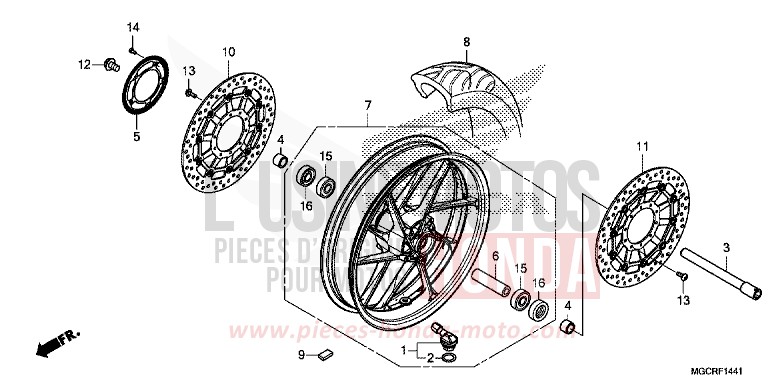 ROUE AVANT (CB1100NA/NAD) de CB1100 DEGITAL SILVER METALLIC (NHA30) de 2018