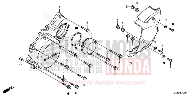 PANNEAU CARTER-MOTEUR G. de CB1100 MAT BETA SILVER METALLIC (NHC08) 2019
