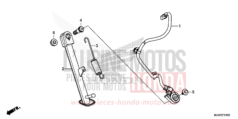 BEQUILLE LATERALE de CBR500R PEARL METALLOID WHITE (NHA96) de 2017