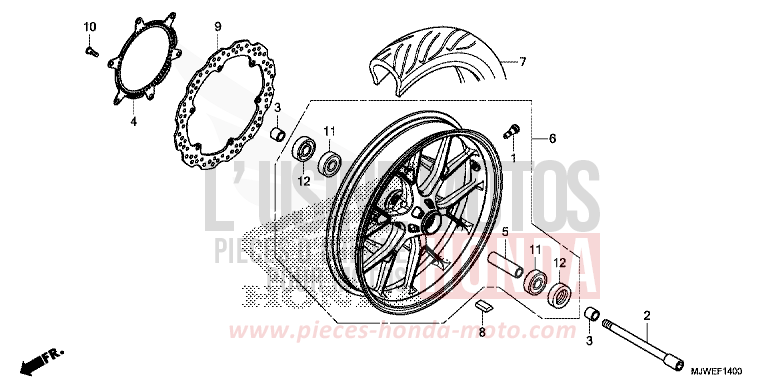 ROUE AVANT de CBR500R MAT GUNPOWDER BLACK METALLIC (NH436) 2017
