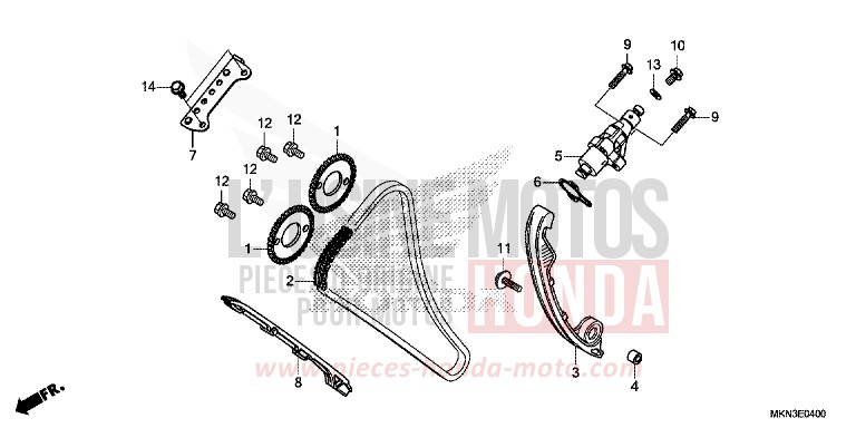 CHAINE A CAMES/TENDEUR de CB650R CANDY CHROMOSPHERE RED (R381) 2019