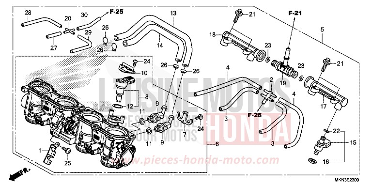 CORPS DE PAPILLON de CB650R GRAPHITE BLACK (NHB01) 2019