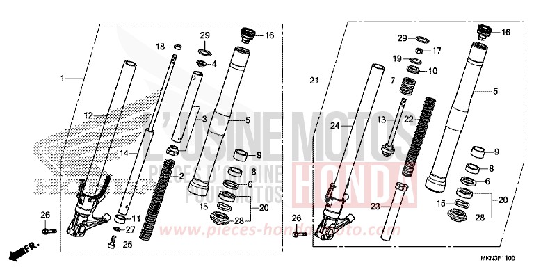 FOURCHETTE AVANT de CB650R GRAPHITE BLACK (NHB01) 2019
