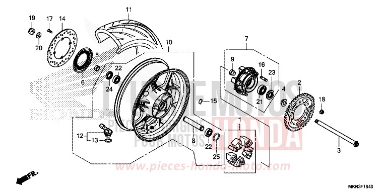 ROUE ARRIERE de CB650R GRAPHITE BLACK (NHB01) 2019