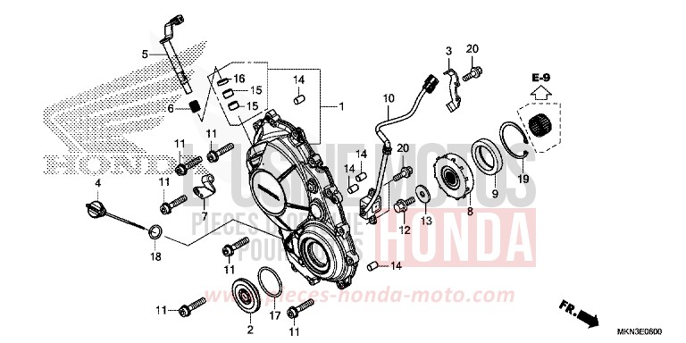 PANNEAU CARTER-MOTEUR D. de CB650R MAT CRYPTON SILVER MATALLIC (NHA40) de 2019