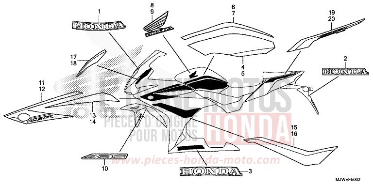 MARQUE (3) de CBR500R GRAND PRIX RED (R380) 2018