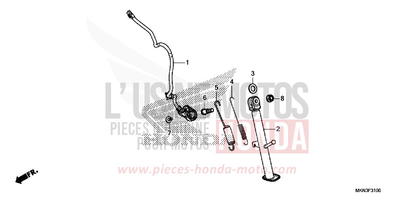 BEQUILLE LATERALE de CB650R MAT CRYPTON SILVER MATALLIC (NHA40) de 2019