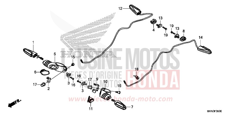 CLIGNOTANT de CB650R MAT CRYPTON SILVER MATALLIC (NHA40) de 2019