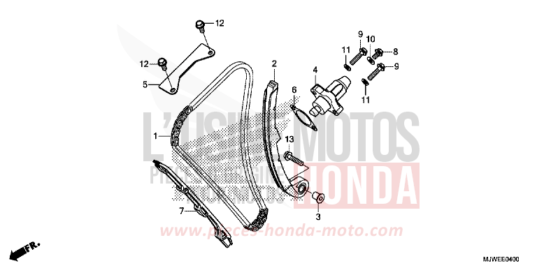 CHAINE A CAMES/TENDEUR de CBR500R GRAPHITE BLACK (NHB01) de 2018