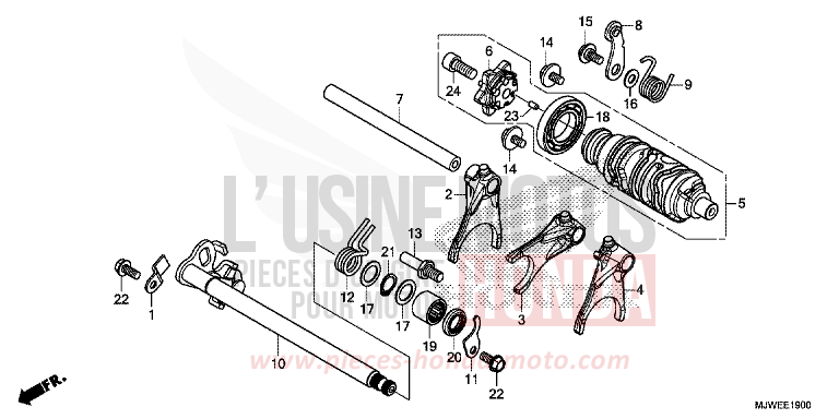 BARILLET DE SELECTION de CBR500R GRAPHITE BLACK (NHB01) de 2018