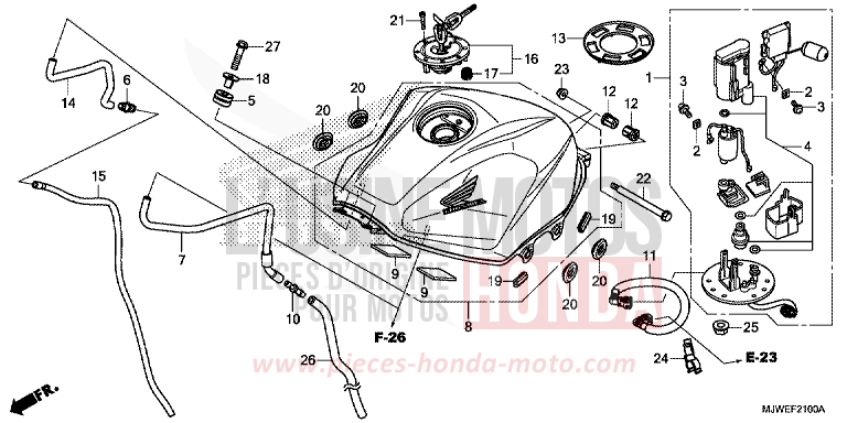 RESERVOIR A CARBURANT/POMPE A CARBURANT de CBR500R GRAPHITE BLACK (NHB01) de 2018