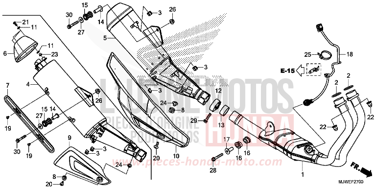 SILENCIEUX D'ECHAPPEMENT de CBR500R GRAPHITE BLACK (NHB01) de 2018