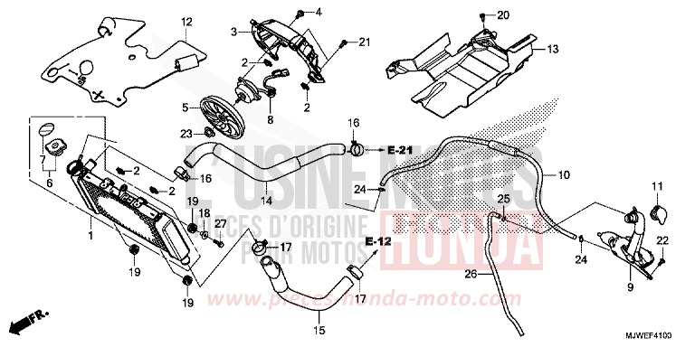 RADIATEUR de CBR500R GRAPHITE BLACK (NHB01) de 2018